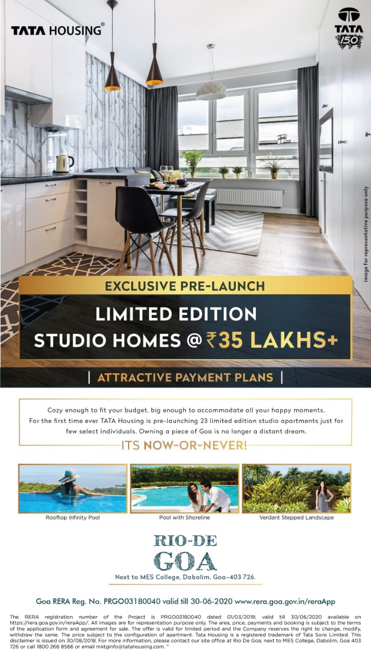 Exclusive Pre-Launch of 23 Limited Edition Studio Homes @ 35 Lacs in Tata Rio De Goa Update